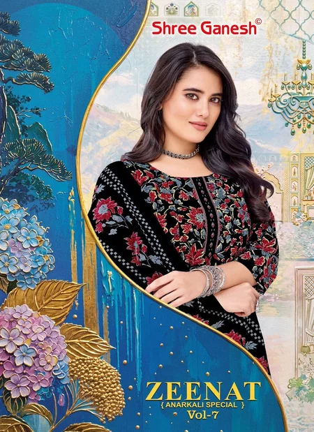 Zeenat Vol 7 By Shree Ganesh Anarkali Style Kurti With Pant Dupatta